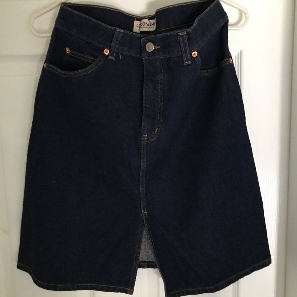 London Slit Dark Denim Skirt Size 8